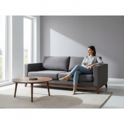 Grijze tweezitter designer 2-zitsbank woonkamer textiel gestoffeerde bank