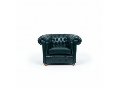 Chesterfield Donkergroene Fauteuil Lounge Woonkamer TV Eenzitter
