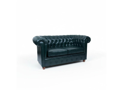 Donkerblauwe Chesterfield tweezitsbank Moderne bank met 2 zitplaatsen 2-zitsbank