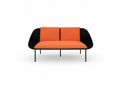 Zwarte-oranje 2-zits studeerkamer bankstel Modern bankstel Textielbanken