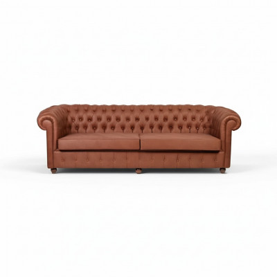 Bruine Chesterfield bankstel met 3 zitplaatsen Moderne bankstellen voor de woonkamer.