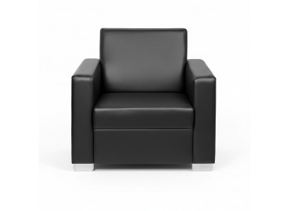 Zwarte leren fauteuil Ontwerper gestoffeerde fauteuil Woonkamer Relax fauteuil