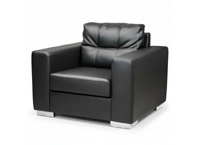 Zwarte fauteuil kunstleer eenzitter woonkamer relax nieuwe 1-zitsbank
