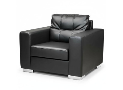 Zwarte fauteuil kunstleer eenzitter woonkamer relax nieuwe 1-zitsbank