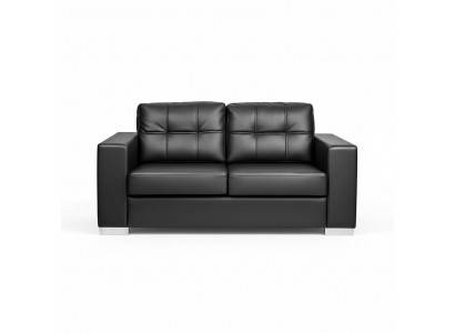 Zwarte woonkamer 2-zits luxe lederen relaxbank modern design
