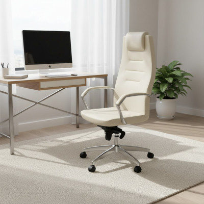 Witte fauteuil Designerstoel Kantoorstoelen Draaistoel Directiestoel Eenzitter
