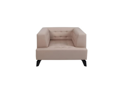 Luxe Beige Lederen Fauteuil Lounge Eenpersoons Relax Clubstoel Stijl