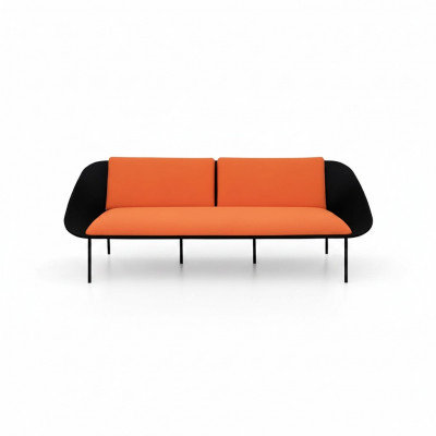 Zwart-oranje driezits luxe 3-zits gestoffeerde bank textiel 3 jaar nieuw