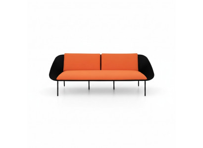 Zwart-oranje driezits luxe 3-zits gestoffeerde bank textiel 3 jaar nieuw