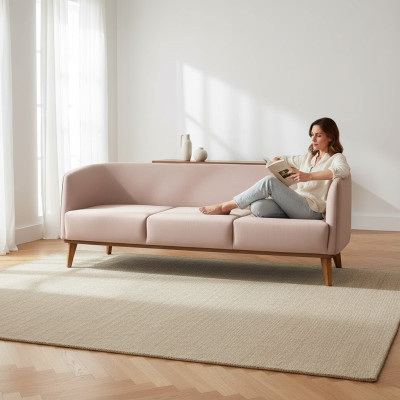 Beige bankstel Stijlvolle 2-zits Moderne woonkamer bank Beklede bankstellen