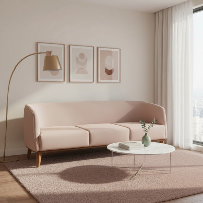 Beige bankstel Stijlvolle 2-zits Moderne woonkamer bank Beklede bankstellen