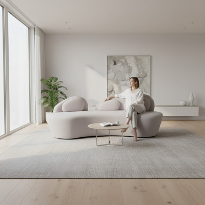 Witte 3-zits bank Bekleding 3-zits woonkamerbank Luxe stoffen bank