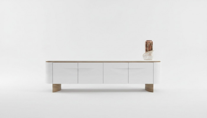 TV-standaard stijlvol RTV Lowboard woonwand dressoir Wit hout Modern ontwerp