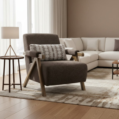 Bruine fauteuil Ontwerper Eenpersoons Woonkamer 1-zitter Luxe Stoel Nieuw