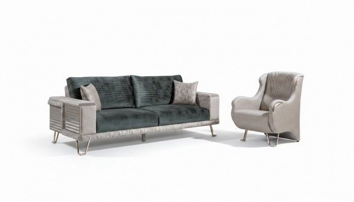 Sofaset 3+1 zitsbank + salontafel Modern Bijzettafel Textiel Compleet Beige