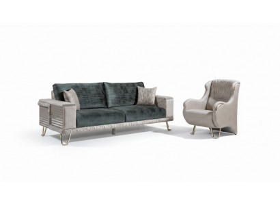 Sofaset 3+1 zitsbank + salontafel Modern Bijzettafel Textiel Compleet Beige