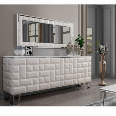 Witte luxe commode Ontwerper Rechthoekige spiegel Modern dressoir