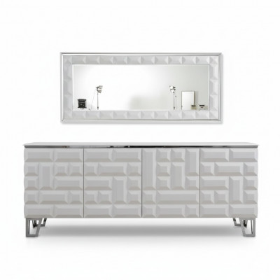Witte luxe commode Ontwerper Rechthoekige spiegel Modern dressoir