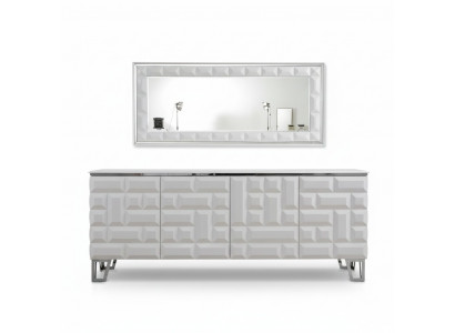Witte luxe commode Ontwerper Rechthoekige spiegel Modern dressoir