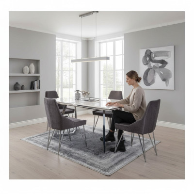 Compleet set eettafel 4x stoelen eetkamerset eetgroep metalen tafel nieuw
