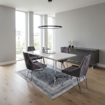 Compleet set eettafel 4x stoelen eetkamerset eetgroep metalen tafel nieuw