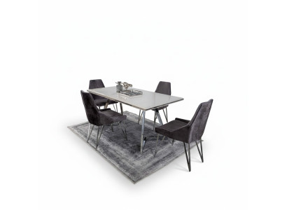 Compleet set eettafel 4x stoelen eetkamerset eetgroep metalen tafel nieuw