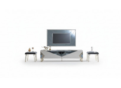 Moderne witte woonwand set ontwerper tv-dressoir luxe tv-frame