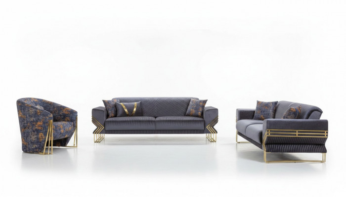 Hemelsblauwe woonkamerset Designer 3-zits Luxueuze fauteuil Salontafel