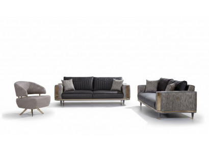 Grijze woonkamerset designer banken luxe salontafel bijzettafel