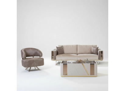 Moderne woonkamerset ontwerper Beige driezitsbank salontafel