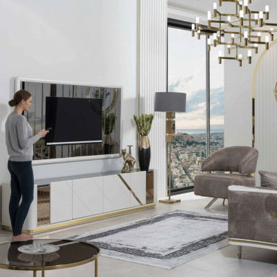 Moderne woonkamer meubels Ontwerper TV-standaard Luxe TV-frame 2-delig
