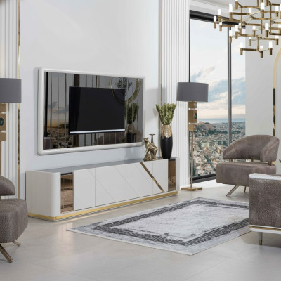 Moderne woonkamer meubels Ontwerper TV-standaard Luxe TV-frame 2-delig