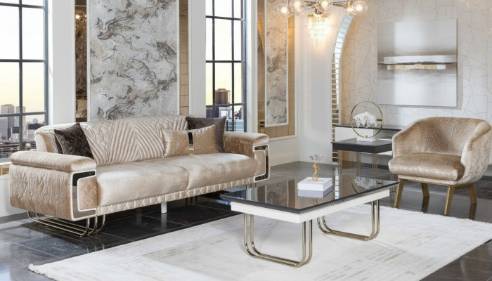 Woonkamer Moderne bankstel Driepersoons bank Fauteuil Salontafel