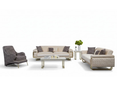 Designer woonkamerset Luxe driezitsbank salontafel bijzettafel
