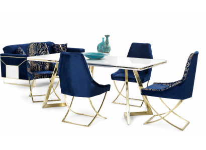 Exclusieve witte eetkamerset Luxueuze eettafel x4 stoelen 7-delig