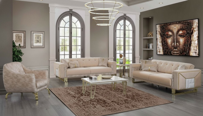 Complete Beige Zitbank Woonkamer Bankstellen Luxe Fauteuil Salontafel