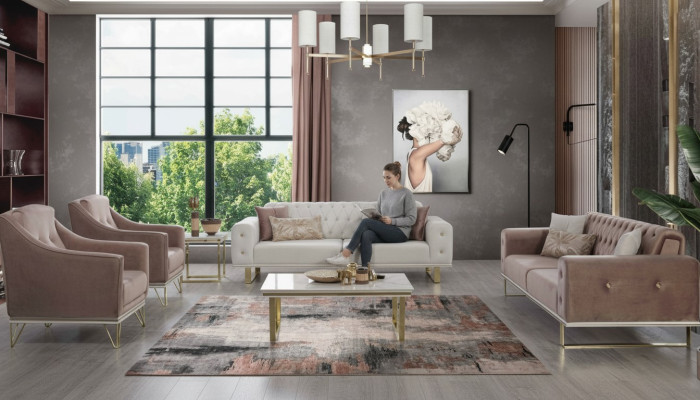 Sofa set Design Chesterfield bank Luxe fauteuil salontafel 6-delig