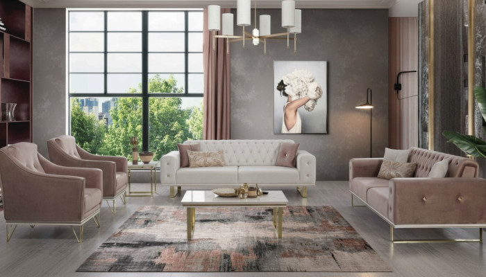Sofa set Design Chesterfield bank Luxe fauteuil salontafel 6-delig
