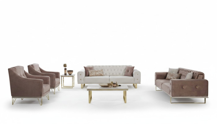 Sofa set Design Chesterfield bank Luxe fauteuil salontafel 6-delig