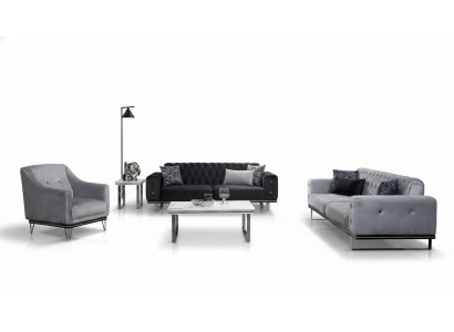 Zwart-Grijze Chesterfield Banken Set Moderne Banken Bijzettafel