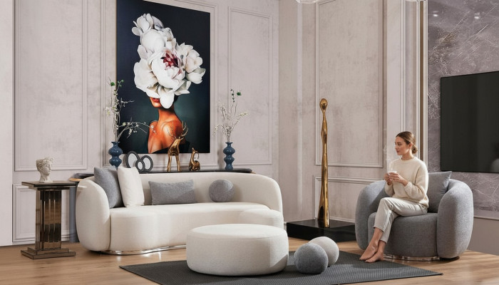 Modern Sofaset 3 1-zits woonkamer compleet bankstel set voetenbankje