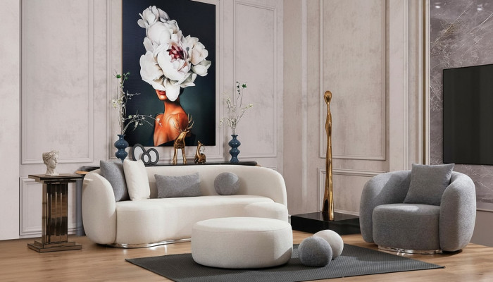 Modern Sofaset 3 1-zits woonkamer compleet bankstel set voetenbankje
