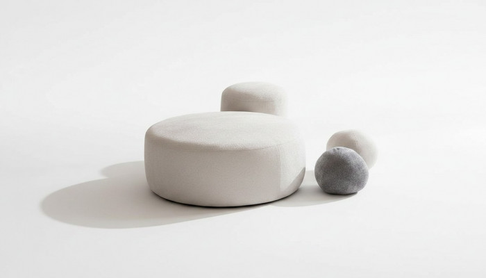 Witte luxe gestoffeerde kruk Ronde kruk Zitmeubelen Design meubels