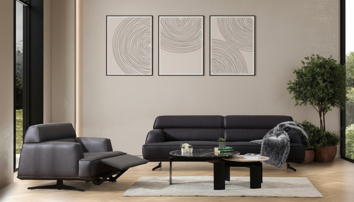 Luxe bankstel bankstel banken 3 1-zits fauteuil modern leer nieuw