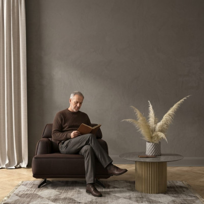 Ontwerper Bruine fauteuil gestoffeerde lounge-stoel Woonkamer meubels