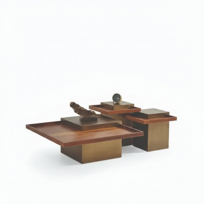 Moderne bruine salontafel set voor woonkamer houten koffietafel luxe set