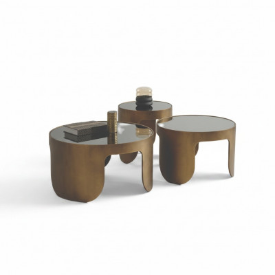 Luxe salontafelset van ontwerper met 3 koffietafels ronde tafelset.