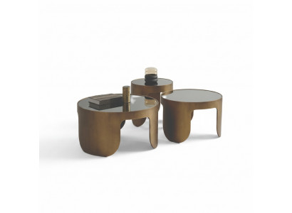 Luxe salontafelset van ontwerper met 3 koffietafels ronde tafelset.