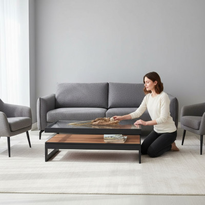Ontwerper houten salontafel woonkamer glazen salontafel woonkamer bijzettafel