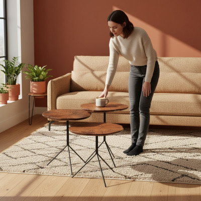 Salontafel 3x Design Woonkamertafel Moderne Meubels Luxe Tafels 3-delige Set